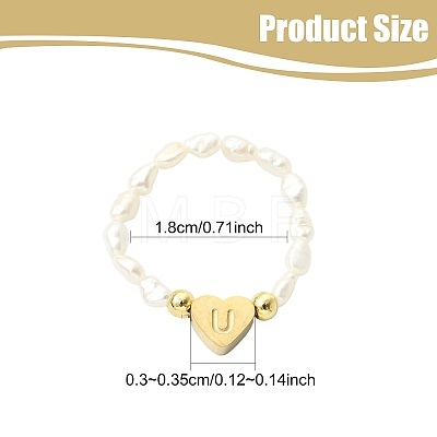 Natural Freshwater Pearl & 304 Stainless Steel Bead Finger Rings RJEW-FS00001-21-1