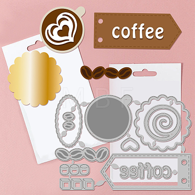 Coffee Theme Carbon Steel Cutting Dies Stencils DIY-WH0309-1717-1