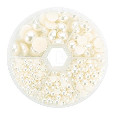 Beige Imitation Pearl Beads Acrylic Dome Cabochons Assorted Mixed Sizes 4-12mm Flat Back Pearl Cabochons SACR-PH0001-24-1