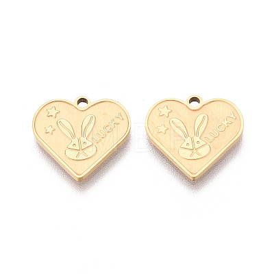 Religion 304 Stainless Steel Heart Pendants STAS-T073-05G-1
