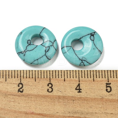 Synthetic Turquoise Donut/Pi Disc Charms G-G142-02O-1