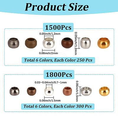 3300Pcs Brass Crimp Beads KK-PA0001-16-1