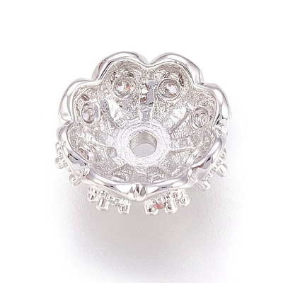 Multi-Petal Brass Micro Pave Cubic Zirconia Bead Caps ZIRC-F088-038P-1