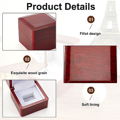 1 Slot Square Wooden Championship Ring Display Box CON-WH0085-59-1