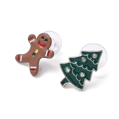 4Pcs Christmas Theme Alloy Enamel Stud Earrings EJEW-B068-02KCGG-01-1
