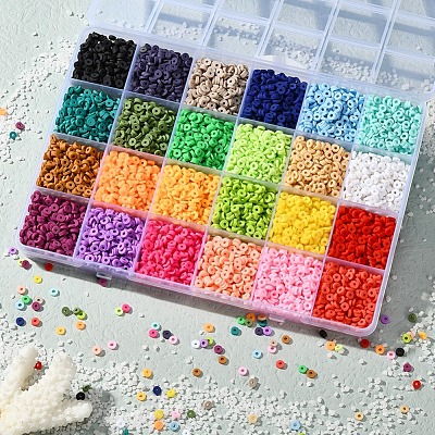 8400Pcs 24 Colors Eco-Friendly Handmade Polymer Clay Beads CLAY-YW0001-11A-4mm-1
