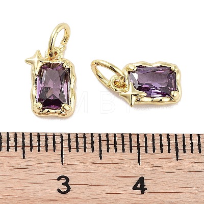 Brass Micro Pave Cubic Zirconia Charms KK-C051-10G-04-1