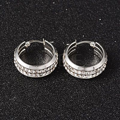 Ring 304 Stainless Steel Rhinestone Hoop Earrings EJEW-H312-06-1