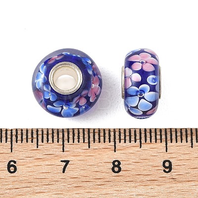 Lampwork & Brass Core European Beads LAMP-P019-01P-13-1