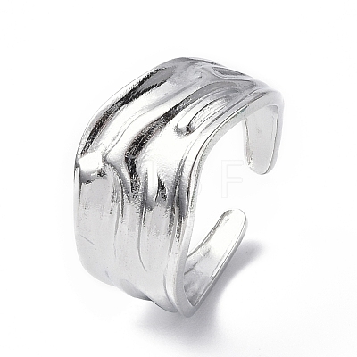 Non-Tarnish 304 Stainless Steel Open Cuff Ring for Women RJEW-C046-09P-1