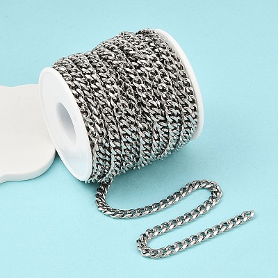 Tarnish Resistant Men's Jewelry Making 201 Stainless Steel Curb Chains CHS-A003B-1.5mm-1