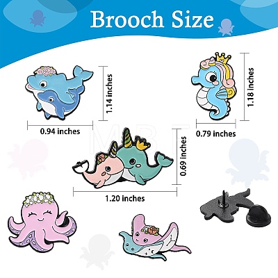 5Pcs 5 Style Animal Alloy Enamel Brooches for Backpack Clothes JEWB-SZ0001-40-1