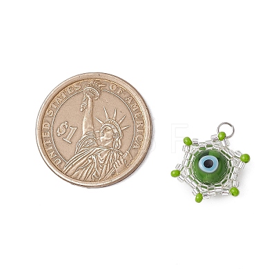 Beaded Star Eye Charms PALLOY-MZ00574-03-1