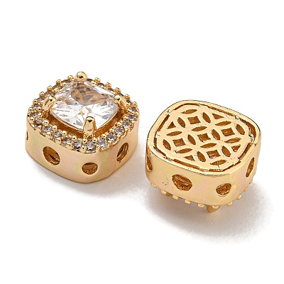 Brass Micro Pave Cubic Zirconia Beads KK-U037-01G-02-1