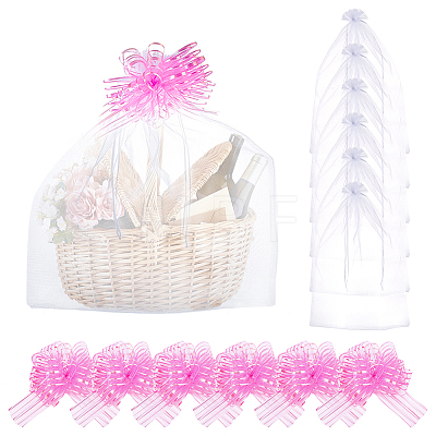 6Pcs Rectangle Organza Packing Drawstring Bags ABAG-PH0001-81A-1