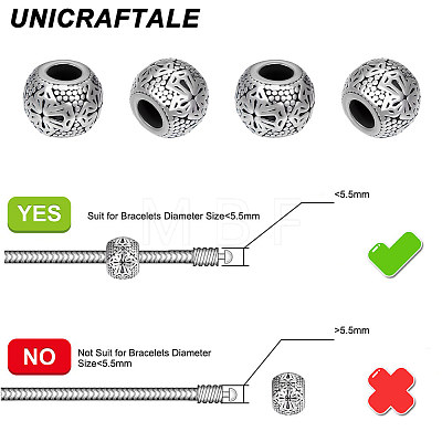 Unicraftale 8Pcs 304 Stainless Steel European Beads STAS-UN0054-44-1