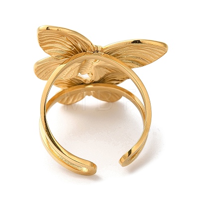 Butterfly 304 Stainless Steel Open Cuff Rings for Women RJEW-S415-05G-1