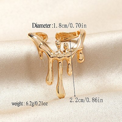 Elegant Geometric Cutout Alloy Cuff Rings with Liquid Rotation Effect YM2798-2-1