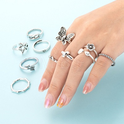 11 Style Adjustable Alloy Finger Rings RJEW-LS0001-14AS-1
