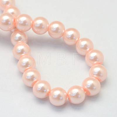 Baking Painted Pearlized Glass Pearl Round Bead Strands HY-Q330-8mm-05-1