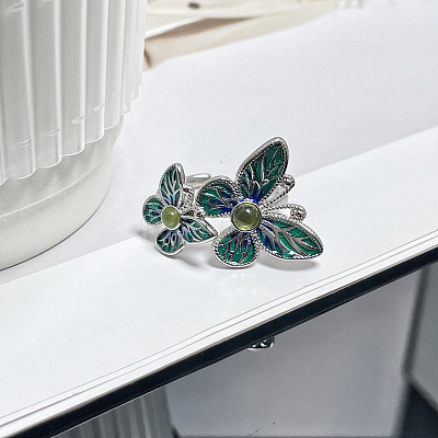 Brass Enamel Cuff Rings for Women WG2BDC6-03-1