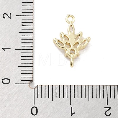 Brass Pave Clear Cubic Zirconia Leaf Links Connector Charms KK-Z061-02G-01-1