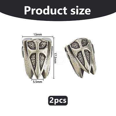 2Pcs Brass European Beads KK-DC0005-18AS-1
