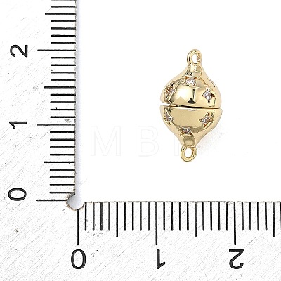 Round Brass Micro Pave Clear Cubic Zirconia Magnetic Clasps KK-C251-12G-1