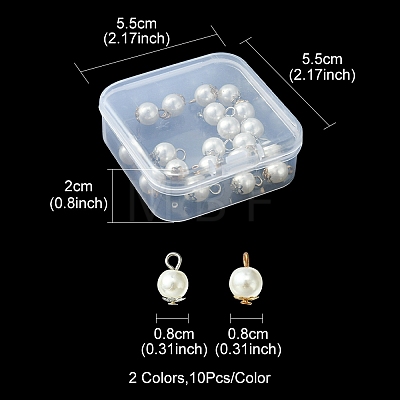 20Pcs 2 Colors Resin Imitation Pearl Round Charms RESI-YW0001-42-1