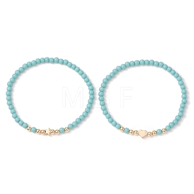 2Pcs 2 Styles Glass Seed Beaded Stretch Bracelet Sets for Women BJEW-JB11373-05-1