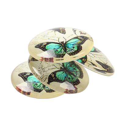 Butterfly Printed Glass Half Round/Dome Cabochons X-GGLA-N004-25mm-C-1