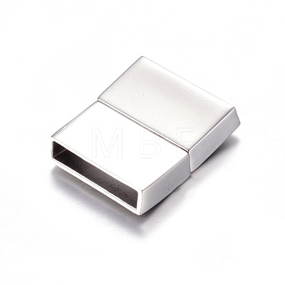 304 Stainless Steel Magnetic Clasps with Glue-in Ends X-STAS-I011-15-1