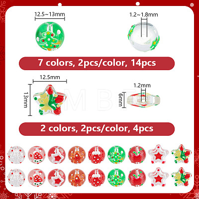 18Pcs 9 Styles Christmas Theme Handmade Lampwork Beads GLAA-GA0002-10-1