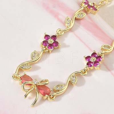 Brass Micro Pave Cubic Zirconia Link Chain Bracelets for Women BJEW-C156-04E-03G-1