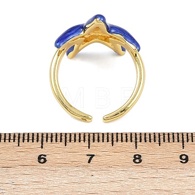 Brass Enamel Adjustable Cuff Rings for Women RJEW-G357-01L-1