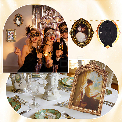 4Pcs 4 Styles Vintage Resin Photo Frame Stands AJEW-GA0010-60-1