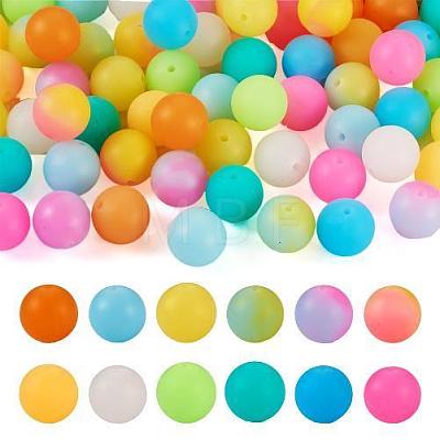  72Pcs 12 Colors Luminous Round Food Grade Silicone Beads SIL-TA0001-37-1