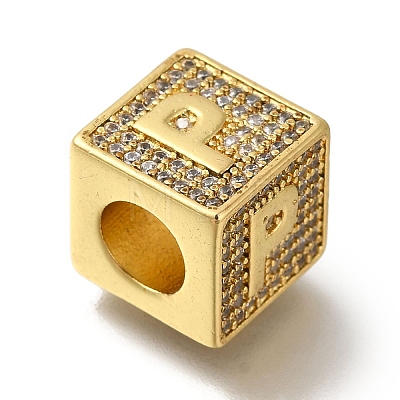 Brass Cubic Zirconia Beads KK-Q818-01P-G-1