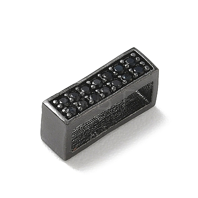Brass Micro Pave Black Cubic Zirconia Slide Charms KK-A300-12B-1