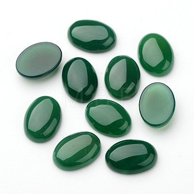 Grade A Natural Green Agate Oval Cabochons X-G-L394-04-25x18mm-1