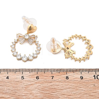 Brass Clear Cubic Zirconia Stud Earrings EJEW-D301-06G-01-1