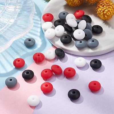 20Pcs 4 Colors Food Grade Eco-Friendly Silicone Focal Beads SIL-YW0001-12B-1