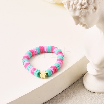 Handmade Polymer Clay Beads Finger Rings RJEW-JR00378-1