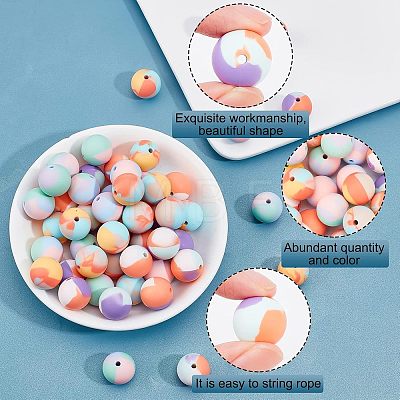 60Pcs 3 Colors Silicone Beads SIL-CA0001-10-1