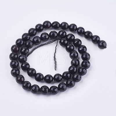 Natural Black Onyx Round Beads Strand X-G-L084-8mm-20-1