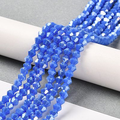 Opaque Solid Color Electroplate Glass Beads Strands GLAA-F029-P4mm-A11-1