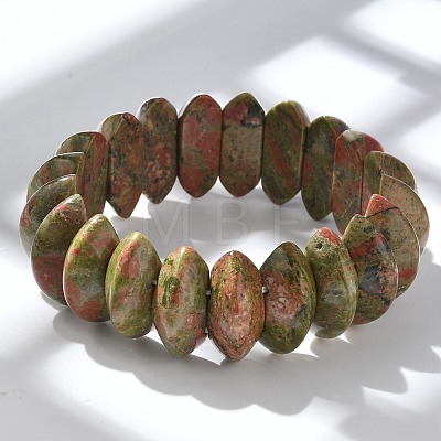 Bicone Natural Unakite Beads Stretch Bracelets for Women Men BJEW-C097-05F-1