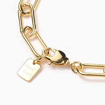 Brass Paperclip Chain Bracelets BJEW-H537-10G-1