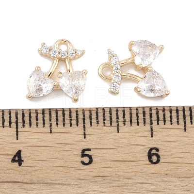 Brass Micro Pave Clear Cubic Zirconia Pendants KK-K351-40G-1