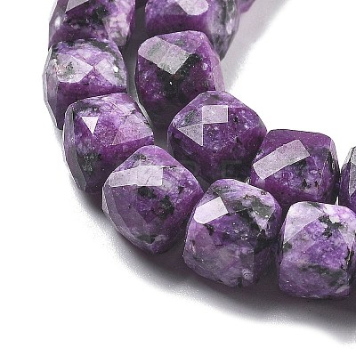 Dyed Natural Sesame Jasper Imitation Charoite Beads Strands G-C179-B03-01-1